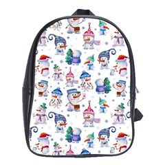 Cute Snowmen Celebrate New Year School Bag (xl) by SychEva