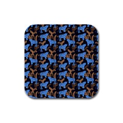 Blue Tigers Rubber Square Coaster (4 Pack) by SychEva