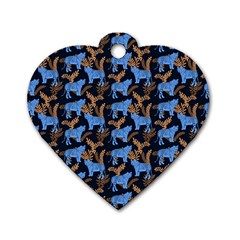 Blue Tigers Dog Tag Heart (one Side) by SychEva