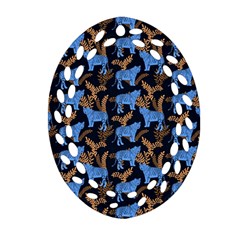 Blue Tigers Ornament (oval Filigree) by SychEva