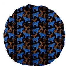 Blue Tigers Large 18  Premium Flano Round Cushions by SychEva