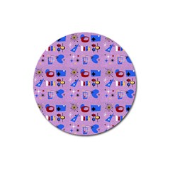 Pink 50s Pattern Magnet 3  (round) by InPlainSightStyle