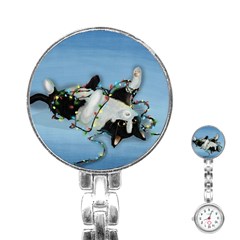 Christmas Cat Stainless Steel Nurses Watch by Blueketchupshop