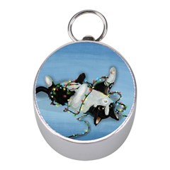Christmas Cat Mini Silver Compasses by Blueketchupshop