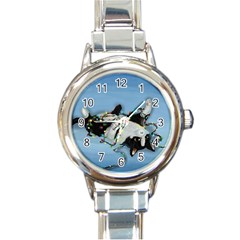 Christmas Cat Round Italian Charm Watch by Blueketchupshop