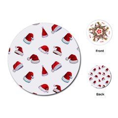 Red Christmas Hats Playing Cards Single Design (round) by SychEva