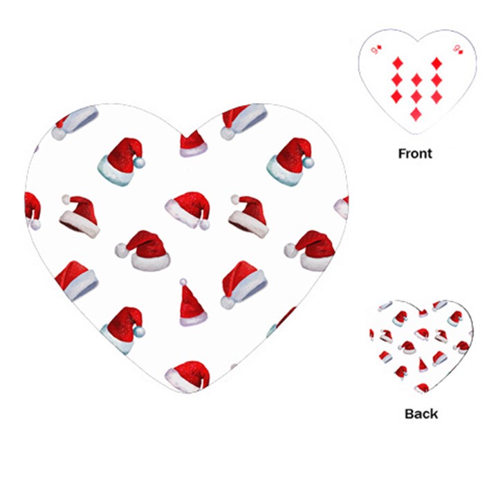 Red Christmas Hats Playing Cards Single Design (Heart)