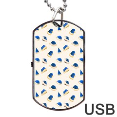 Blue Christmas Hats Dog Tag Usb Flash (one Side) by SychEva