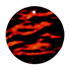 Red  Waves Abstract Series No12 Ornament (round) by DimitriosArt