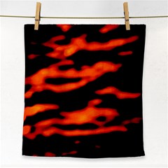 Red  Waves Abstract Series No12 Face Towel by DimitriosArt