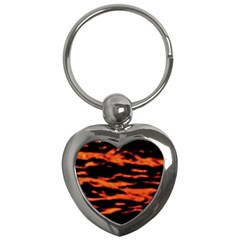 Red  Waves Abstract Series No9 Key Chain (heart) by DimitriosArt