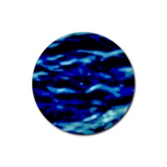 Blue Waves Abstract Series No8 Rubber Coaster (Round)