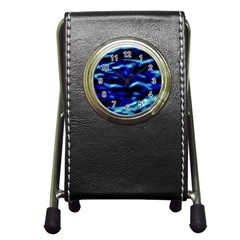 Blue Waves Abstract Series No8 Pen Holder Desk Clock