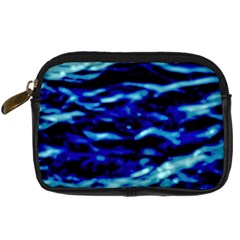 Blue Waves Abstract Series No8 Digital Camera Leather Case by DimitriosArt