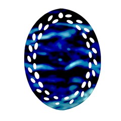 Blue Waves Abstract Series No8 Ornament (oval Filigree) by DimitriosArt