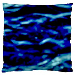 Blue Waves Abstract Series No8 Large Cushion Case (two Sides) by DimitriosArt