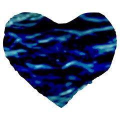 Blue Waves Abstract Series No8 Large 19  Premium Flano Heart Shape Cushions