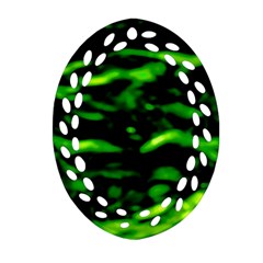 Green  Waves Abstract Series No3 Ornament (oval Filigree) by DimitriosArt