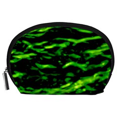 Green  Waves Abstract Series No3 Accessory Pouch (large) by DimitriosArt