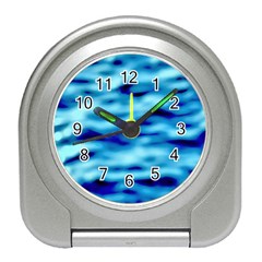 Blue Waves Abstract Series No4 Travel Alarm Clock by DimitriosArt