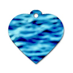 Blue Waves Abstract Series No4 Dog Tag Heart (One Side)