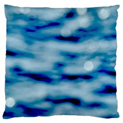 Blue Waves Abstract Series No5 Large Cushion Case (two Sides) by DimitriosArt