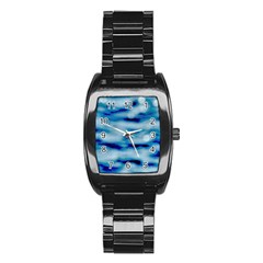 Blue Waves Abstract Series No5 Stainless Steel Barrel Watch by DimitriosArt