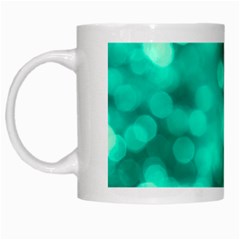 Light Reflections Abstract No9 Turquoise White Mugs by DimitriosArt