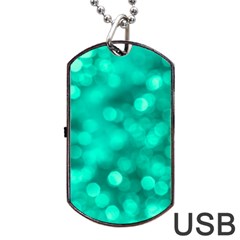 Light Reflections Abstract No9 Turquoise Dog Tag Usb Flash (one Side) by DimitriosArt