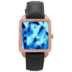 Blue Abstract 2 Rose Gold Leather Watch  by DimitriosArt