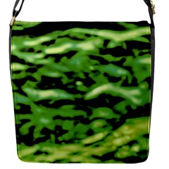 Green  Waves Abstract Series No11 Flap Closure Messenger Bag (s) by DimitriosArt