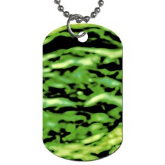 Green  Waves Abstract Series No11 Dog Tag (one Side) by DimitriosArt