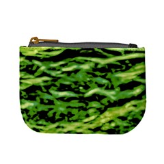 Green  Waves Abstract Series No11 Mini Coin Purse by DimitriosArt