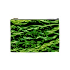 Green  Waves Abstract Series No11 Cosmetic Bag (medium) by DimitriosArt