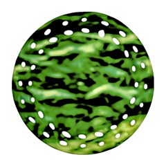 Green  Waves Abstract Series No11 Round Filigree Ornament (two Sides)
