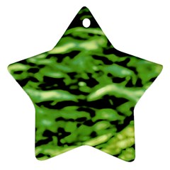 Green  Waves Abstract Series No11 Ornament (star) by DimitriosArt