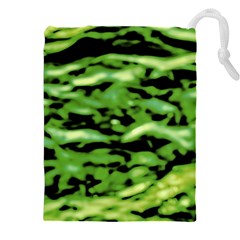 Green  Waves Abstract Series No11 Drawstring Pouch (5xl) by DimitriosArt