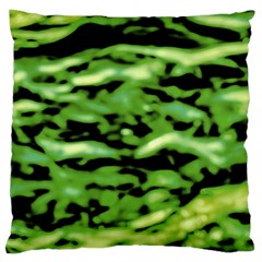 Green  Waves Abstract Series No11 Large Cushion Case (two Sides) by DimitriosArt