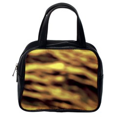 Yellow  Waves Abstract Series No10 Classic Handbag (one Side) by DimitriosArt