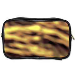 Yellow  Waves Abstract Series No10 Toiletries Bag (two Sides) by DimitriosArt