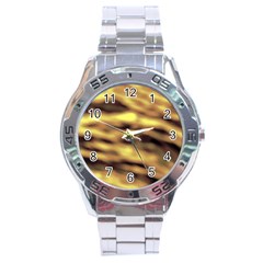 Yellow  Waves Abstract Series No10 Stainless Steel Analogue Watch