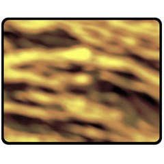 Yellow  Waves Abstract Series No10 Double Sided Fleece Blanket (medium)  by DimitriosArt