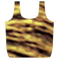 Yellow  Waves Abstract Series No10 Full Print Recycle Bag (xl) by DimitriosArt