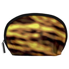 Yellow  Waves Abstract Series No10 Accessory Pouch (large) by DimitriosArt