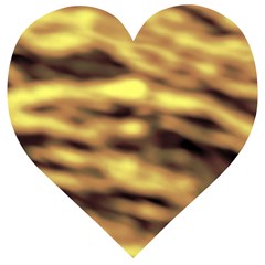 Yellow  Waves Abstract Series No10 Wooden Puzzle Heart