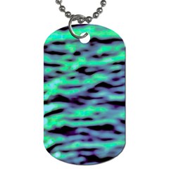 Green  Waves Abstract Series No6 Dog Tag (two Sides) by DimitriosArt