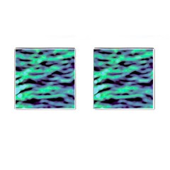 Green  Waves Abstract Series No6 Cufflinks (square) by DimitriosArt