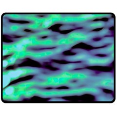 Green  Waves Abstract Series No6 Double Sided Fleece Blanket (medium)  by DimitriosArt