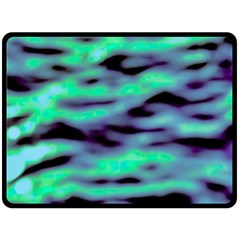 Green  Waves Abstract Series No6 Double Sided Fleece Blanket (large)  by DimitriosArt