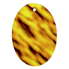 Yellow  Waves Abstract Series No8 Oval Ornament (two Sides) by DimitriosArt